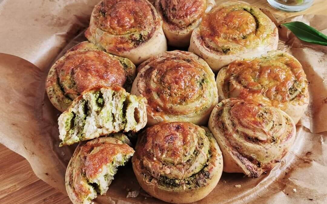 Wild garlic pesto pinwheels