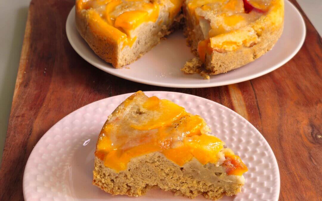 Peach upside-down cake